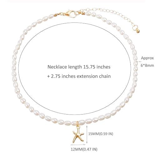 wgoud Natural Freshwater Pearl Choker Necklace for Women, Trendy 14K Gold Plated Pearl Necklaces Handmade Jewelry Gift - Necklace E thumbnail 6