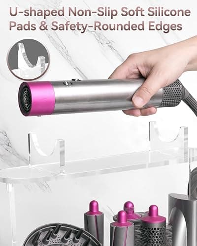 Affogato Storage Holder Compatible with Dyson Airwrap Styler Accessories, Acrylic 6 Holes Countertop Organizer Stand, Desktop Organizer for Storage Long Barrel Attachments for Bathroom thumbnail 6