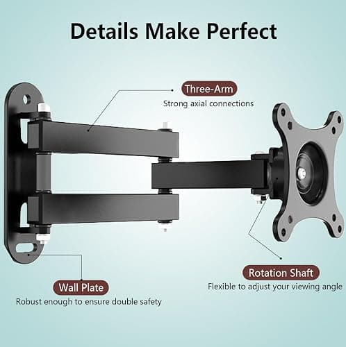 Nuyoah Wall Mount for Echo Show 15, Echo Show 21 Wall Mounting Bracket with Extension Arm, Swivel Tilt Rotate and Easy to Adjust, Max VESA 100x100mm up to 33lbs thumbnail 6