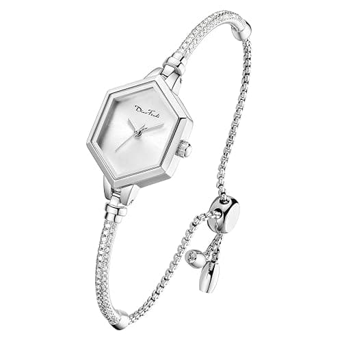 Rose Gold Petite Bracelet Watch for Women, Diamond Dress Analog Hexagonal Mini Women Watch Waterproof - Image 1