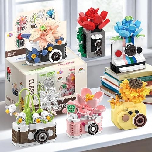 Gearblox Peony Mini Flower Cameras Micro Bricks Building Toy Set Collectible Cute Camera Miniature Toys Models Creative Gift for Decor Desktop Photographers thumbnail 2