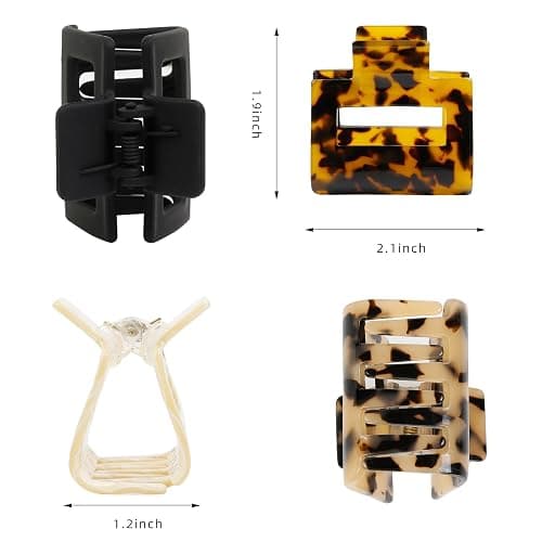 TEBIEKOY Hair Claw Clips for Women 4Pcs 2" Small Claw Clips Tortoise Shell Leopard Hair Clips for Thin Thick Hair Strong Hold Acetate French Clip Nonslip Jaw Clip Hair Accessories thumbnail 2