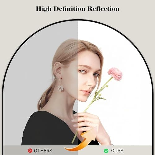 WISSMIELS 57" x 20" Arched Full Length Mirror - Wall Mounted/Floor Mirror Aluminum Alloy Frame Full Body Mirrors for Bathroom Living Room Bedroom and Entryway,Black thumbnail 2
