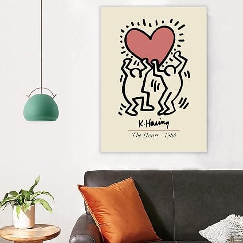 Atrippy Minimalist Large Posters Art Tapestry for Bedroom Aesthetic Cartoon Wall Tapestry Boho Funny Anime Poster Wall Hanging for Dorm Living Room Decor (24''x36'') - 36L" x 24W" - Heart Love thumbnail 4
