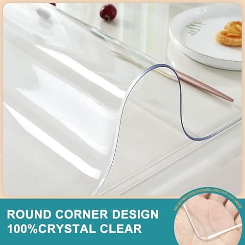 Clear Vinyl Table Protector 12x50 Inch PVC Plastic Table Cover Cloth Office Computer Laptop Writing Desktop Protection Mat Easy Clean Dining Coffee End Table Pad Waterproof Heat-resistant Non-slip thumbnail 5