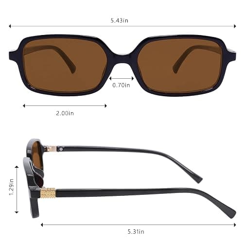 Retro Sunglasses for Women Men 90s Small Rectangular Sun Glasses Vintage Cute Narrow Trendy Sunnies thumbnail 3