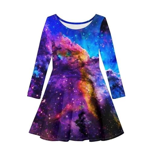 PinUp Angel Girls Long Sleeve Dress Cute Casual Party Skater Dress for Kids in 5 to 16 Years Birthday Gifts - Image 1