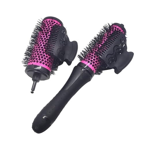 6pcs/set Detachable Handle Hair Roller Brush with Positioning Clips Aluminum Ceramic Barrel Curler Comb for Fine, Thick Hair - Pink thumbnail 5