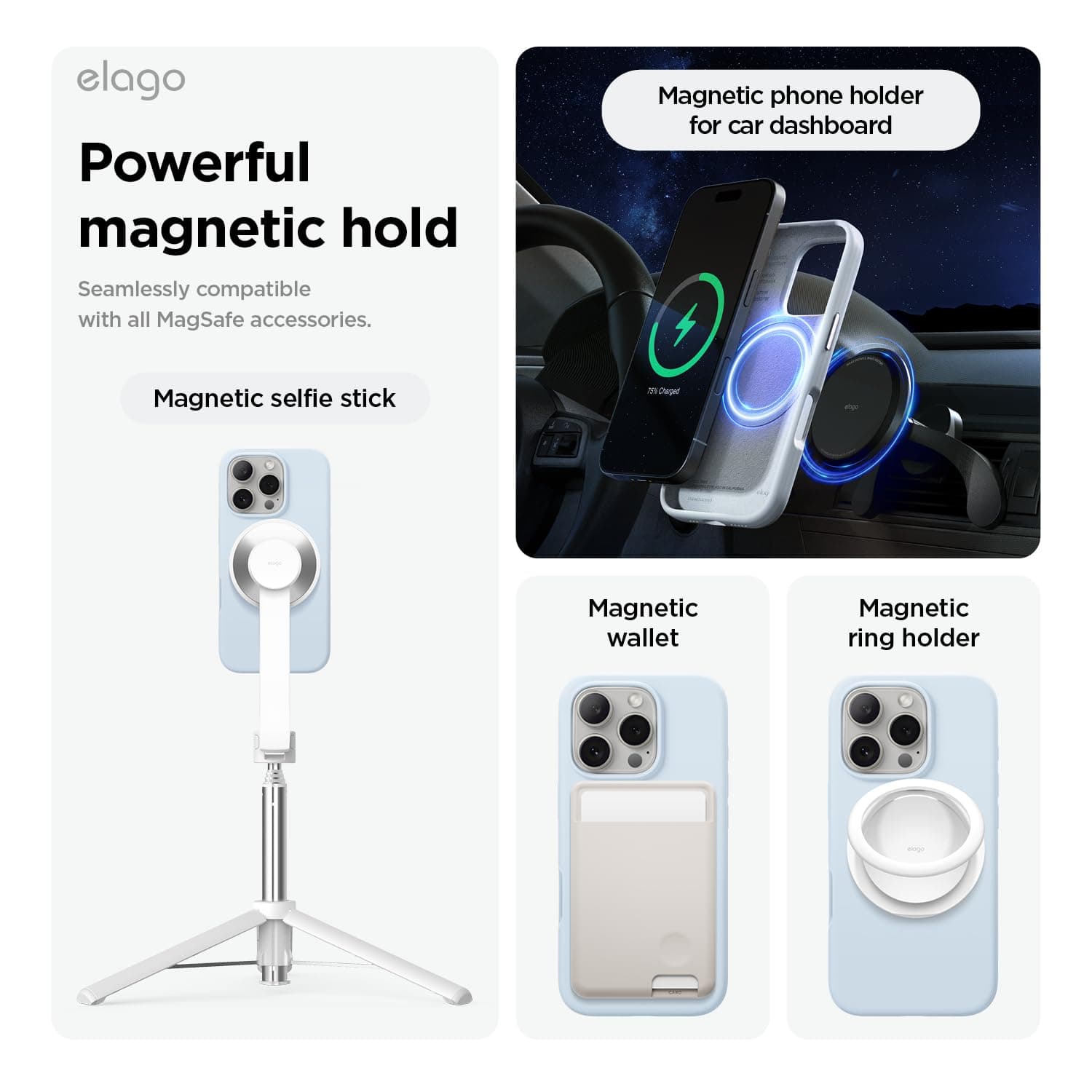 elago Magnetic Silicone Case Compatible with iPhone 16 Pro Max Case 6.9 Inch Compatible with All MagSafe Accessories - Built-in Magnets, Soft Grip Silicone, Shockproof (Light Blue) thumbnail 4
