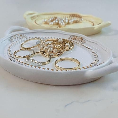 Decorative Jewelry Plate Resin Retro Jewelry Dish Mini Jewelry Display Tray Necklace Earrings(Color 1) thumbnail 6