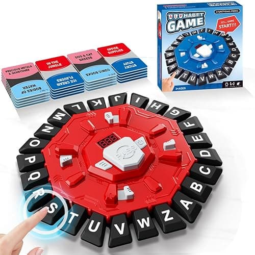 HTGWCG Wortspiel, Brettspiele für Kinder und Erwachsene mit 2 Modi, 24 Tasten Buchstaben Drücken Familienspiel Partyspiele mit Anzeige-Timer, Puzzlespiel für Jungen und Mädchen,2–8 Spieler, rot(A) - Image 1