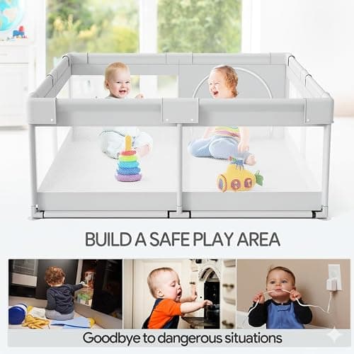 Baby Playpen, 47x47in Small Play Pen,Toddler Playpen for Apartment,Play Yard,Activity Fence, Extra Large Baby Playard thumbnail 5