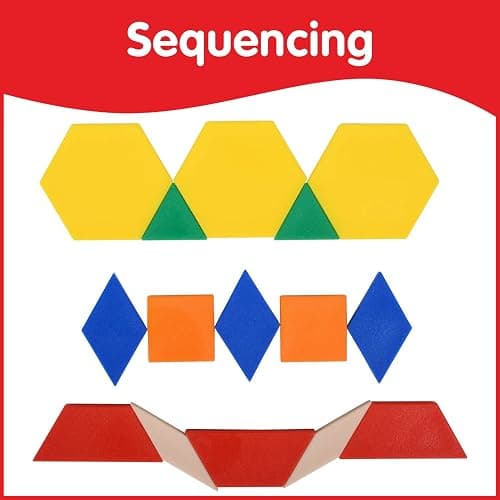 edxeducation Plastic Pattern Blocks | Set of 250 | Math Manipulative for Fractions, Symmetry, Patterning and Creativity | Math Supplies for Classroom thumbnail 5