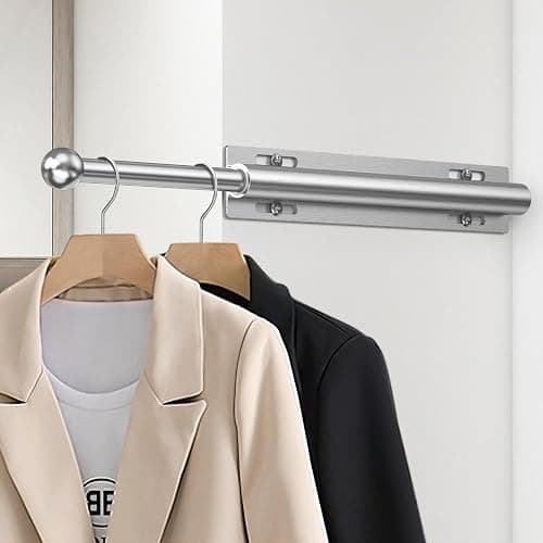 Supforce Valet Rod for Closet Pull Out, Retractable Slide Out Valet Rod Closet Organization, 12" Aluminum Valet Clothing Hanger Rods Perfect for Suits, Freshly Pressed Clothes, Polished Chrome thumbnail 6