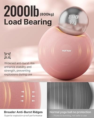 YOTTOY Anti-Burst Exercise Ball for Working Out, Yoga & Pregnancy, Extra Thick Workout Ball for Physical Therapy & Fitness thumbnail 5
