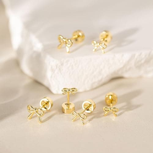 VRIUA 20G Tiny Flat Back Earrings for Women - 14K Gold/Silver Plated Small Flat Back Stud Earrings Hypoallergenic Cartilage Helix Piercing Jewelry thumbnail 6