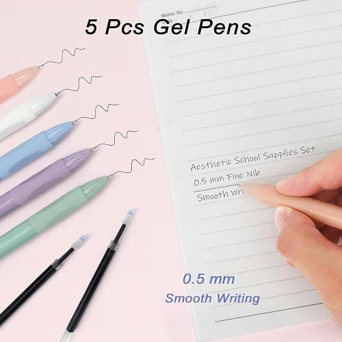 VICHOS Aesthetic Pencil Case with Stationery Included (63pcs Total), Pastel Highlighters| Mechanical Pencils| Gel Pens | Erasable Pens| More, 13-in-1 Back to School Stationery Supplies Set(Purple) thumbnail 6
