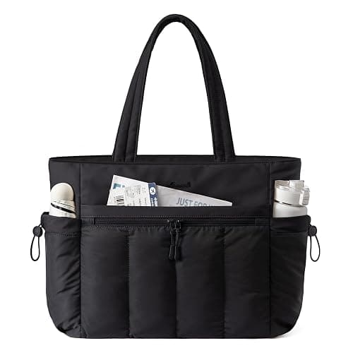 LOVEVOOK Puffer Bag for Women, Ultra-Lightweight Work Tote with Organized Compartments, 15.6/17.3“, Travel Carry-on & Gym Bag - Image 1