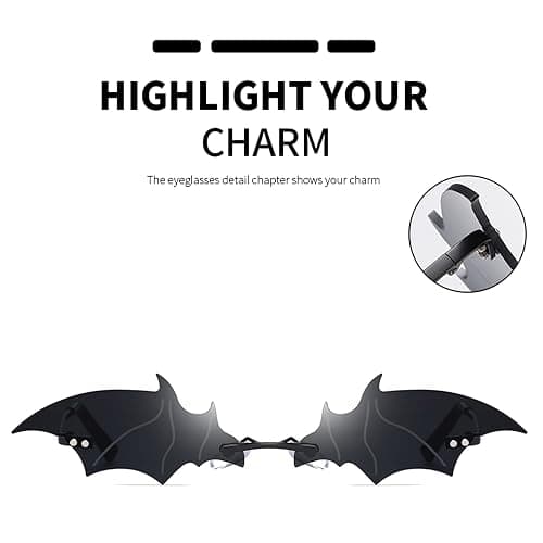 UTTPLL Rimless Fashion Sunglasses Women Men Party Goth Bat Novelty Frameless Glasses Trendy Flame Eyewear UV400 Protection thumbnail 4