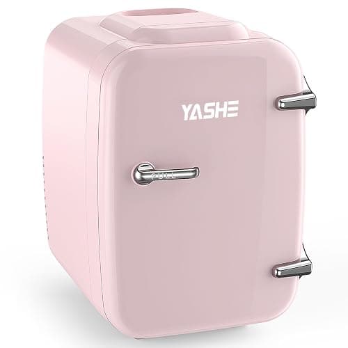 YASHE Mini Kühlschrank, 4 Liter Mini-Kühlschränke für Kosmetik, Getränke, 220V AC/ 12V DC Thermoelektrische Kühlung und Erwärmung, Kleiner Kühlschrank für Schlafzimmer, Büro, Wohnheim, Auto (Rosa) thumbnail 9