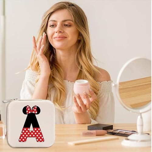 LONGXIN Cute Cartoon Mouse Gifts, Initial Travel Jewelry Case Small Jewelry Box Organizer, Personalized Gifts for Women Teen Girls, Magic Mouse Stuff, Birthday Christmas Gift Ideas, Letter A thumbnail 7
