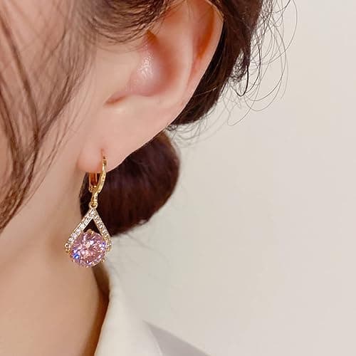 Sonateomber Gold Silver Small Hoop Dangle Earrings for Women, Trendy Dainty Rhinestone CZ Dangling Prom Wedding Leaf Flower Snowflake Butterfly Starfish Fashion Jewelry Gift thumbnail 2