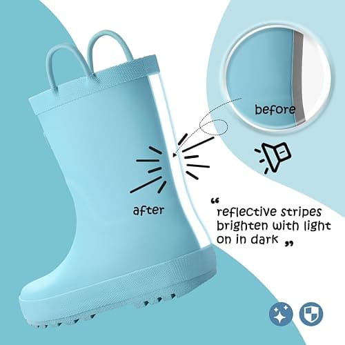 K KomForme Kids Rain Boots, Waterproof Rubber Matte Boots with Easy-on Handles thumbnail 4
