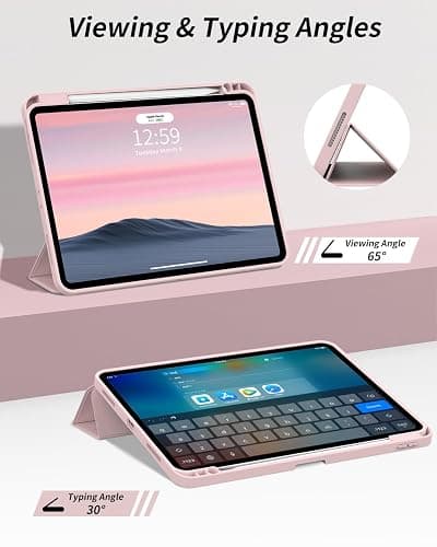 SQBEBS New Case for iPad Pro 12.9 inch 6th/5th/4th Generation 2022/2021/2020 with Pencil Holder, Smart Stand Case with Soft TPU Back Cover for iPad Air 13 inch 2024, Auto Sleep/Wake, Pink thumbnail 3