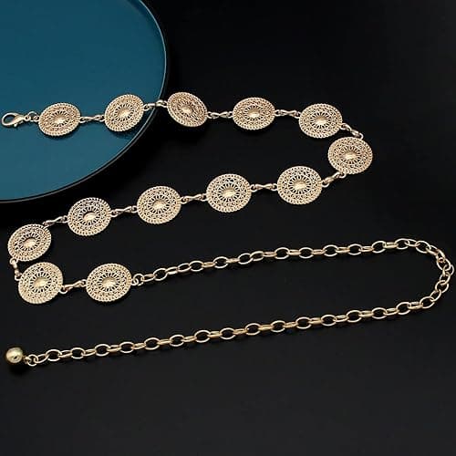 HIQUACC Women's Chain Belt Metal Waist Belt Chunky Belly Link Belt thumbnail 4