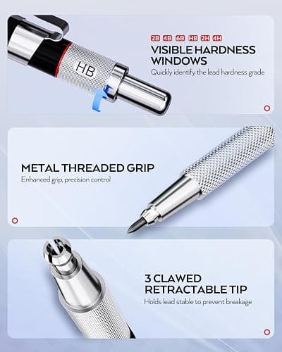 Nicpro 37PCS Art Mechanical Pencil Set, 4PCS Metal Drafting Pencil 0.3mm, 0.5 mm, 0.7 mm, 0.9 mm & 2PCS 2mm Lead Holder (6B 4B 2B HB 2H 4H Colors) For Sketching Drawing With 23 Tube Lead Refills Case thumbnail 2