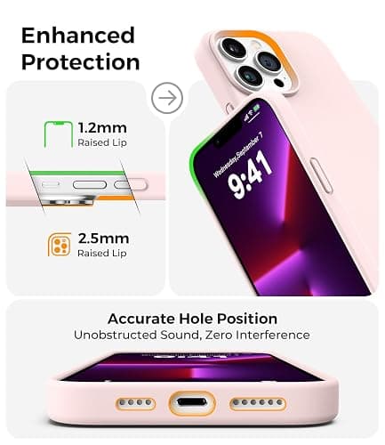 AOTESIER Magnetic for iPhone 13 Pro Max Case, [Compatible with MagSafe] [Military Shockproof Protection] Silicone Phone Case with Soft Anti-Scratch Microfiber Lining, 6.7 inch, Chalk Pink thumbnail 8