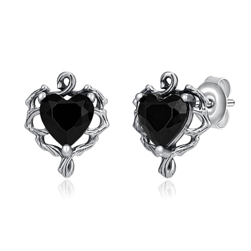 Gothic Heart/Cat/Bat/Anatomical Heart Earrings 925 Sterling Silver Goth Stud Earrings for Women Gothic Jewelry Gifts for Women - Image 1