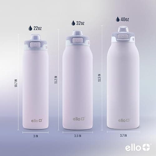 Ello Pop & Fill Stainless Steel Water Bottle with Quick Fill Technology, Double Walled Vacuum Insulated Metal, Leak Proof Locking Lid, Sip & Chug, BPA Free, Holiday Gift for Him Her, 22oz, 32oz, 40oz thumbnail 6