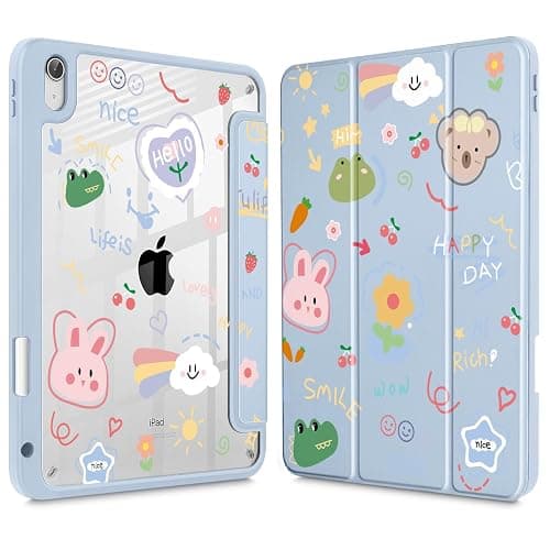 May Chen for iPad (A16) 11th Generation Case 11 Inch 2025, iPad 10th Gen Case 2022 10.9 inch, Built-in Pencil Holder with Shockproof Clear Transparent Back Shell Auto Wake/Sleep, Cartoon Stick Figure - Image 1