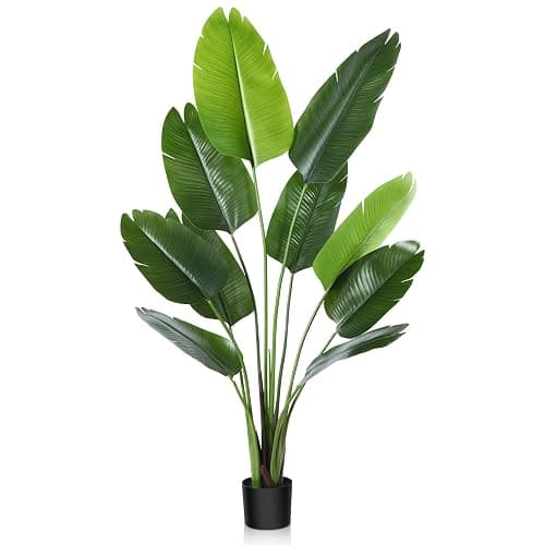CROSOFMI Künstliche Paradiesvogel Pflanze 150cm künstliche Tropische Palme mit 10 Blättern perfekte künstliche Pflanzen im Topf für drinnen und draußen Haus Büro Garten Moderne Dekoration（1 Pack） - Image 1