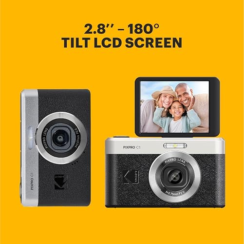 Kodak Pixpro C1 – Digitalkamera, ultrakompakt, 13 MP BSI CMOS, 4-facher Zoom, 6,1 cm (2,8 Zoll) LCD-Display, LED-Blitz, integrierter Akku – Schwarz thumbnail 5