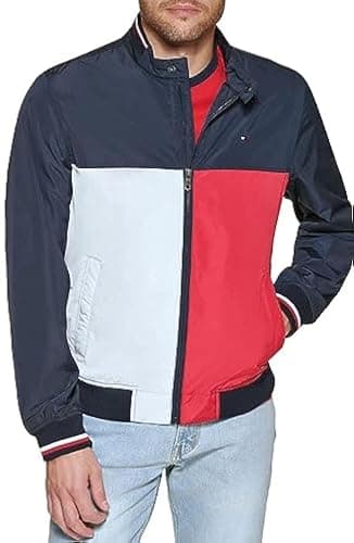 Tommy Hilfiger Mens Lightweight Varsity Rib Knit Bomber Jacket - Image 1