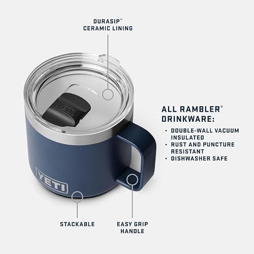YETI Rambler 14 oz Ceramic Lined Stackable Mug, Vacuum Insulated, Stainless Steel with MagSlider Lid, Rescue Red thumbnail 4