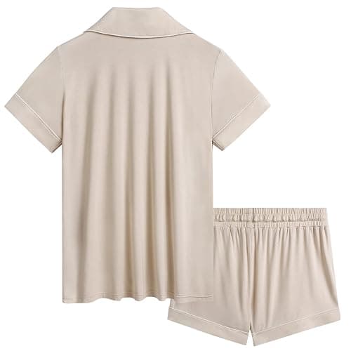 Cherrydew Women Bamboo Viscose Super Soft Comfy Summer Cooling Short Sleeve Button Down Pajama Shorts Set S-XXL thumbnail 4