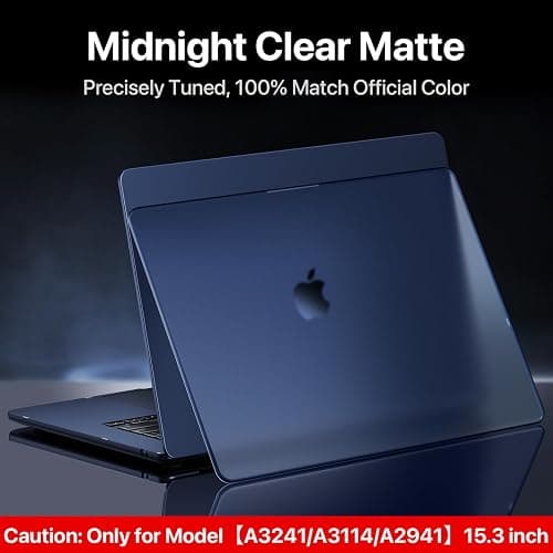 Soonjet Compatible for MacBook Air 15 inch Case M4 2025 2024 2023 M3 M2 [100% Match Official Color] [Ultra Thin Armor] Protective Hard Shell Matte Cover for Laptop A3241 A3114 A2941 - Midnight Clear thumbnail 5