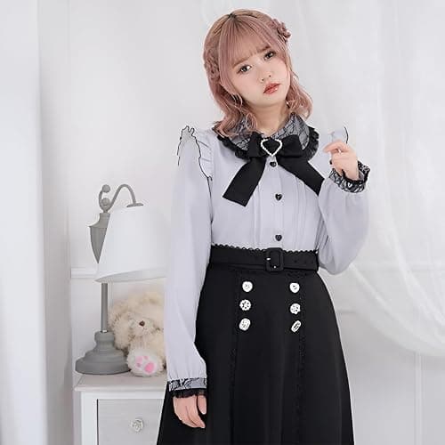 Cuteighteen Lolita Peter Pan Collar Victorian Blouse Women Lace Long Sleeve Shirt Gothic Kawaii Vintage Ruffle Bow Top thumbnail 2