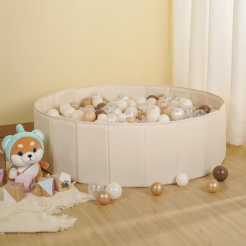 Ball Pit for Toddlers Babies Dogs Cats Iinfant Children, Foldable Ball Pits Play Tent, Crawl Playpen Ball Pool with Storage Bag, Surprise for Boys Girls Festival (Balls Not Included), Beige thumbnail 8