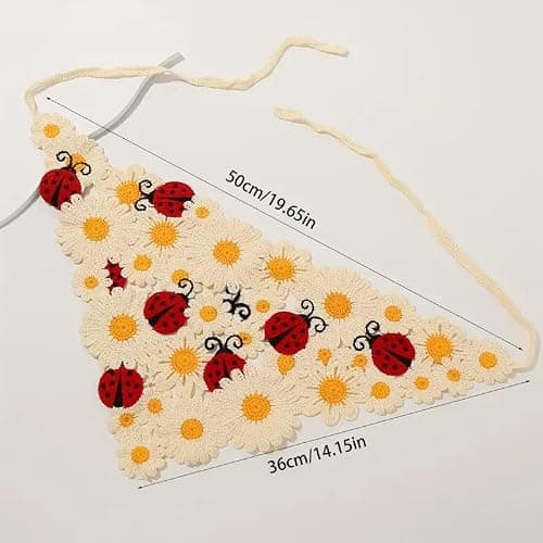 NOIAFZY 1Pcs Fashion Adorable Ladybug Crochet Headband Triangle Knit Hair Scarf Stylish for Women Accessory Pastoral Chic Style thumbnail 2