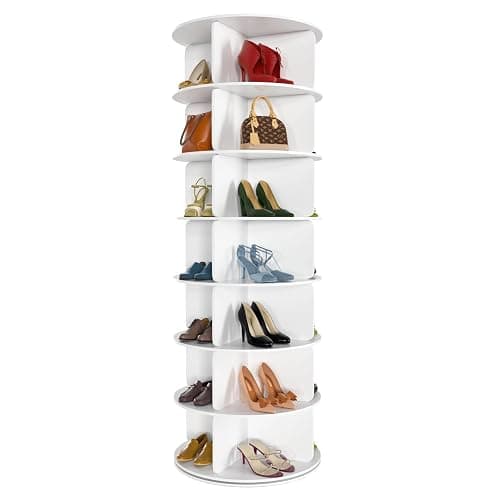 Cushore 7 Tier Rotating Shoe Rack Tower, Free Standing 360° Shoe organizer Lazy Susan, Bag Display Rack Storage Round Carousel, Neat and Elegant Shoe Storage Solution - Image 1