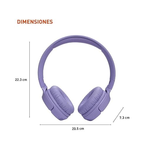 JBL Tune 520BT - Wireless On-Ear Headphones, Up to 57H Battery Life and Speed Charge, Lightweight, Comfortable and Foldable Design, Hands-Free Calls with Voice Aware (Purple) thumbnail 3
