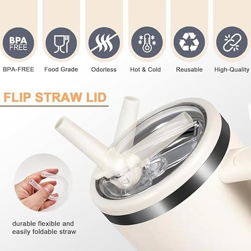 2 Pack 40 oz Flip Straw Leak Proof Lid for Stanley H2.0 Quencher, Stanley Lid Replacement 40 oz for Stanley Cup Accessories ProTour, No Spill Proof Straw Cover for Stanley thumbnail 4
