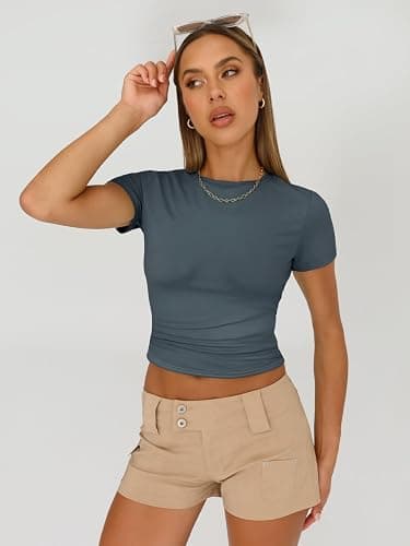 AUTOMET Womens 3 Piece Short Sleeve Shirts Basic Going Out Slim Fitted Crop Tops 2025 Summer Y2k Clothes thumbnail 4