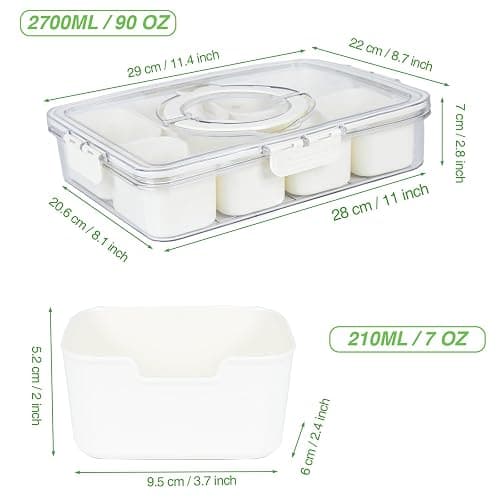 Snackle Box Snack Container Tray with Lid, Divided Serving Tray with Handle | Portable Snack Platter Fruit Veggie Trays Snackele Box Containers for Charcuterie, Party, Snack, Nuts, Beach, Travel, Picnic thumbnail 3