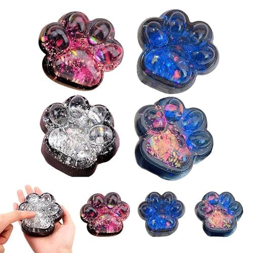 4Pcs Starry Sky Cat Paw Squishy Toy – Taba Squishy Paw Fidget Toy for Stress Relief, Soft Squishies for Adults, Party Favors (Dazzling Blue Red White Red and blue ) - Image 1