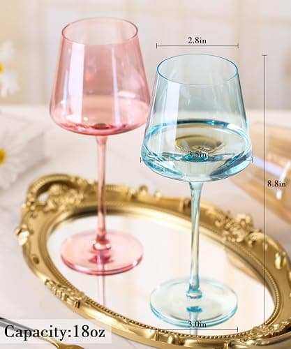 Physkoa Colored Wine Glasses Set of 6-16oz Hand Blown Crystal Colorful Wine Glasses with Long Stem, Multicolor Wine Glass for Wine Lovers, Mother's Day, Wedding, Birthday Gifts for Women thumbnail 3